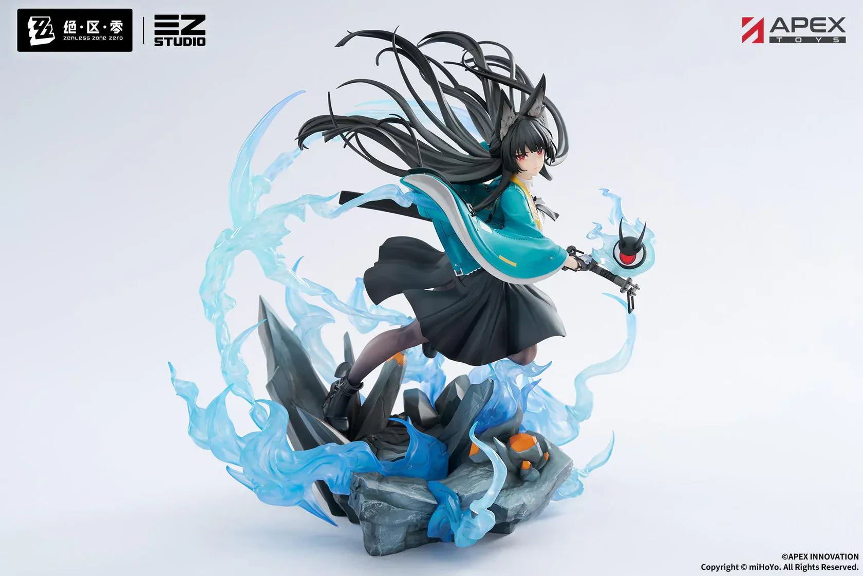 Zenless Zone Zero Miyabi Hoshimi Honed Blade of Reflection Ver 1/7 scale figure with blue energy effects and dynamic pose.