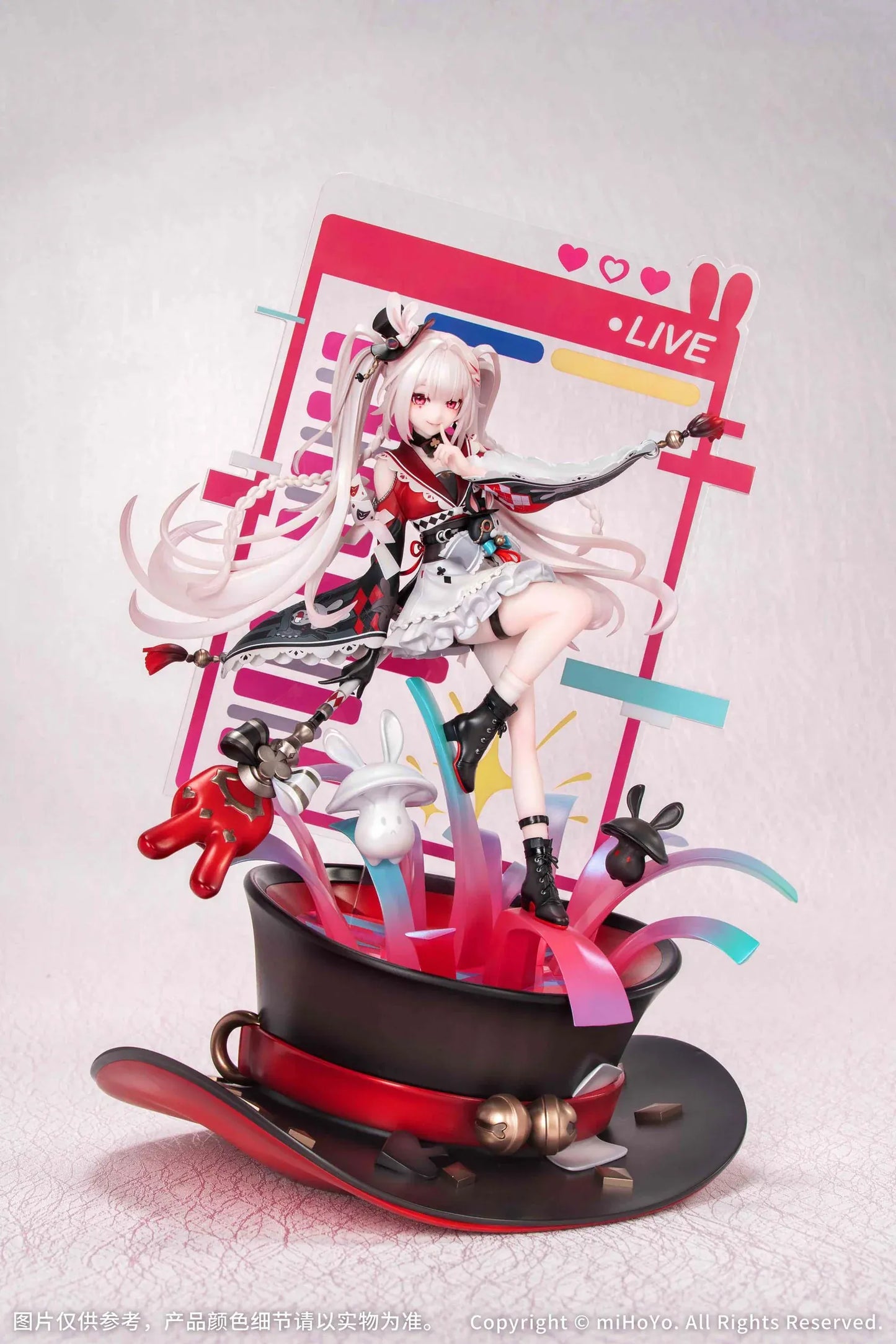 Honkai Star Rail Sparxie Bonus Edition 1/7 Scale Figure with top hat base, rabbit accessories and livestream-inspired backdrop