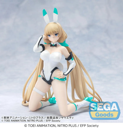 Expelled from Paradise Angela Balzac Cyber Bunny Figure by SEGA Goods featuring Angela in a white futuristic bunny suit with teal accents.