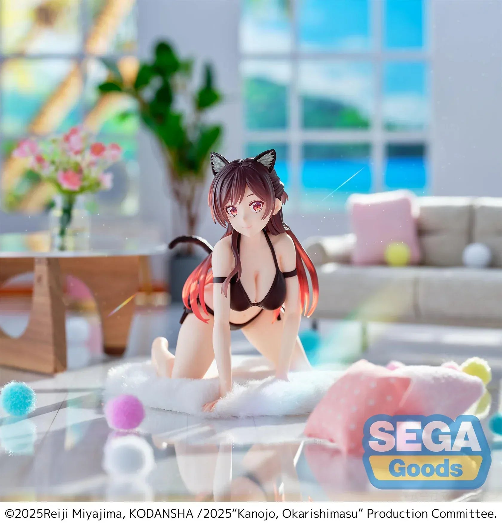 Chizuru Mizuhara Yumemirize figure in black bikini with cat ears from Rent-A-Girlfriend