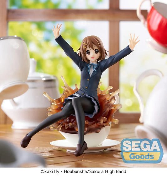 Yui Hirasawa Luminasta figure from K-On sitting on teacup with splash effect and school uniform