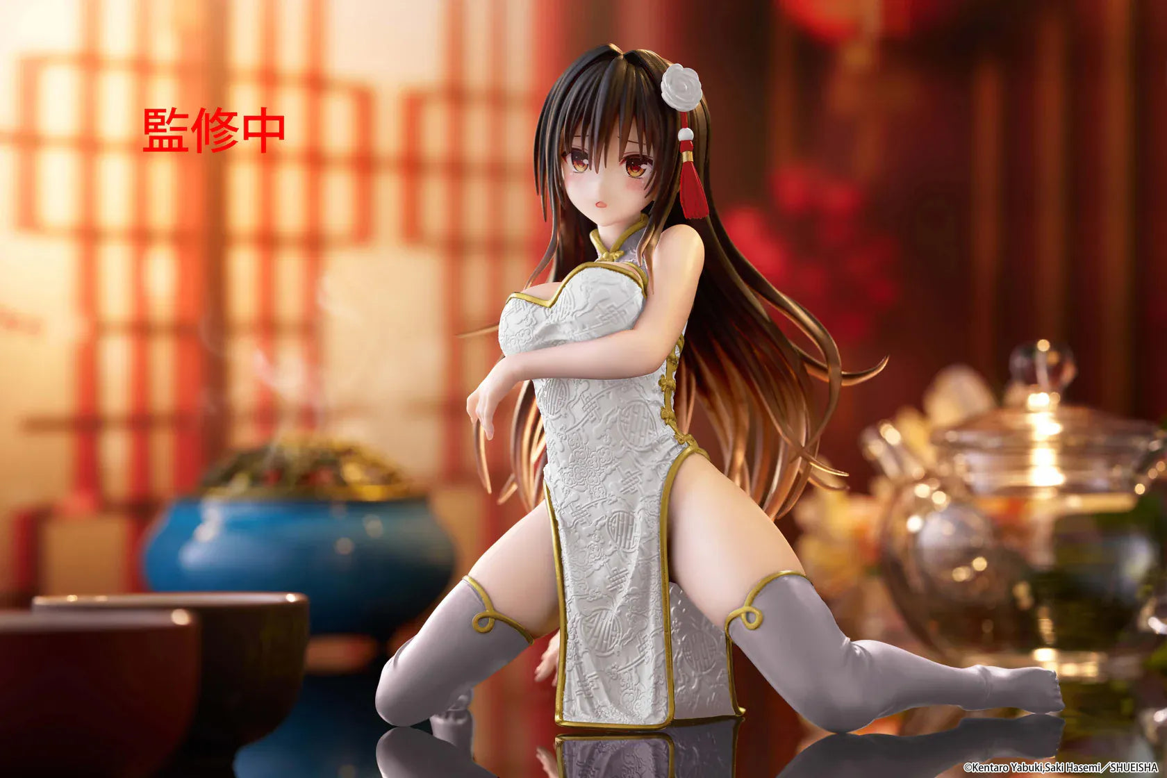 To Love-Ru Darkness Desktop Cute Yui Kotegawa Chinese Dress Ver. Figure Renewal in white dress with gold trim