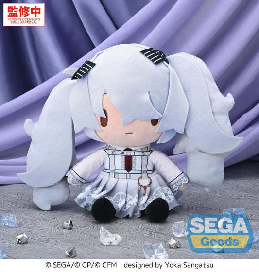 Project Sekai Hatsune Miku Fuwa Petit Empty Sekai Brand New World plush with pale blue twin-tails and a clock-themed outfit