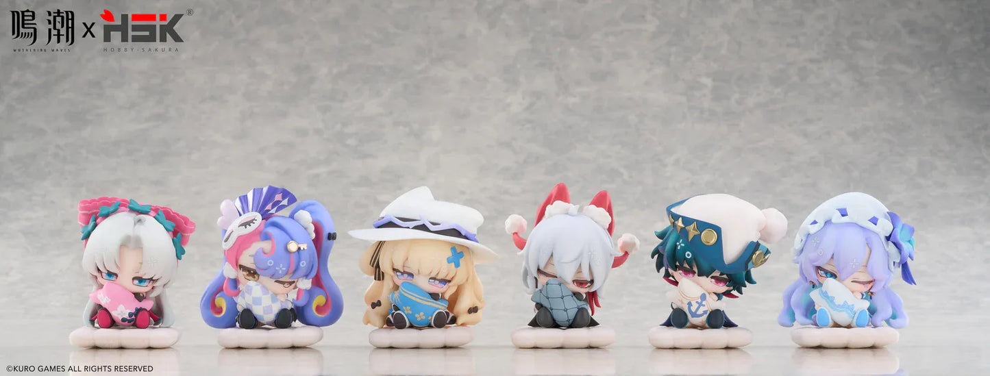 Wuthering Waves Nemunemu Series Box of 6 Chibi Figures with colorful sleepy-style seated characters and bonus item