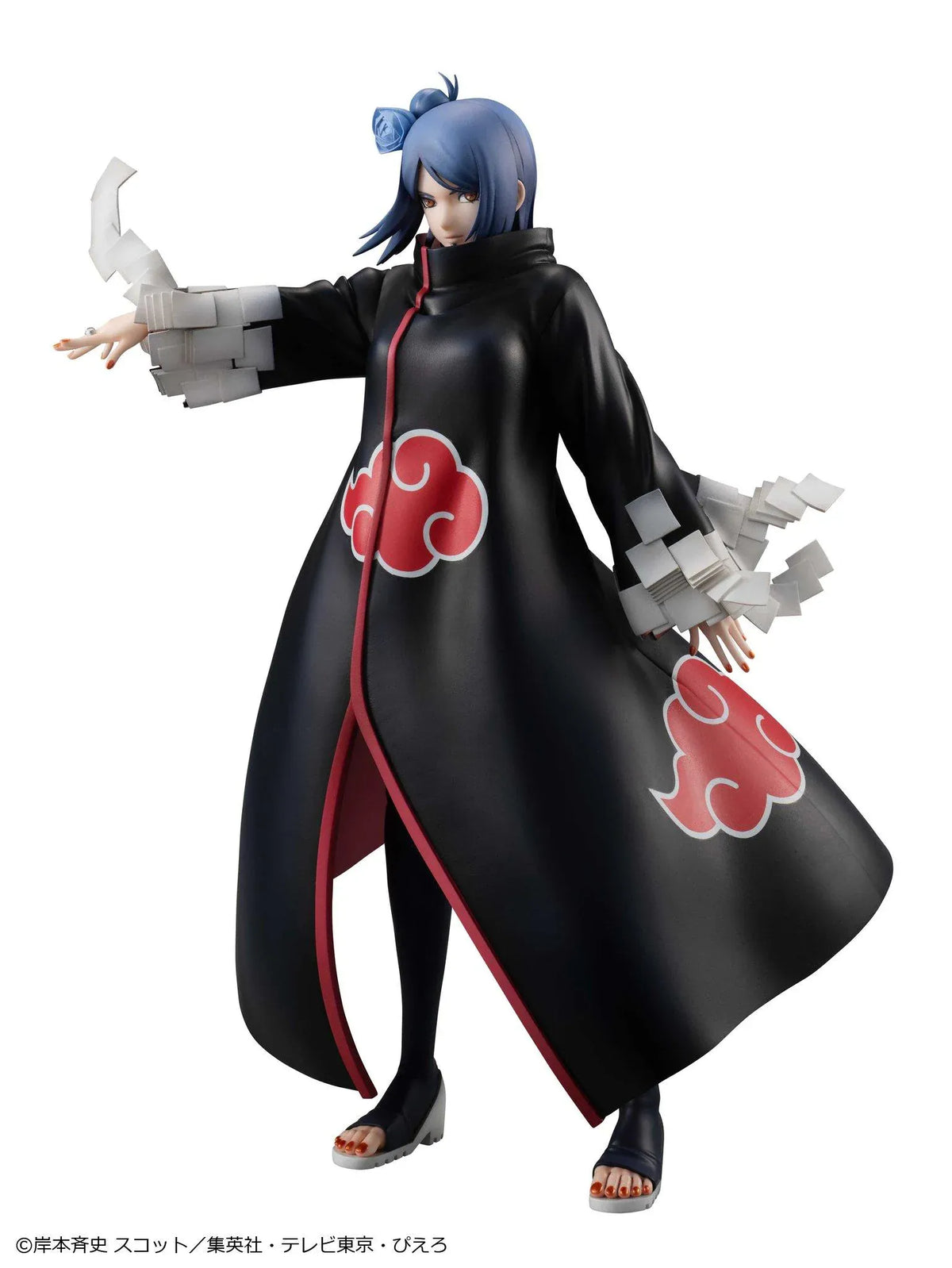 Naruto Shippuden Gals Series Konan figure wearing an Akatsuki cloak with paper ninjutsu effects