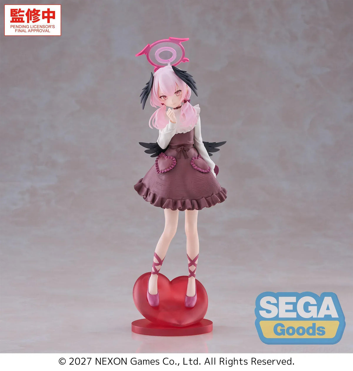 Blue Archive XStellar Koharu Happy Valentine figure wearing a chocolate-colored dress on a red heart-shaped base