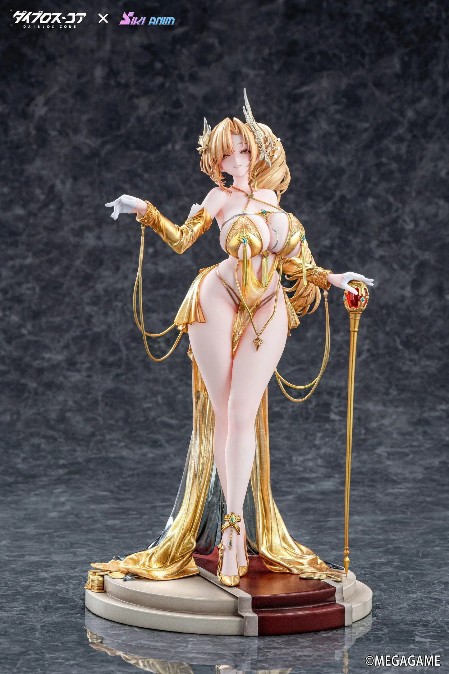 Daiblos Core Lobera Hot Passion Night Ver. 1/6 Scale Figure wearing an ornate gold outfit with jeweled accessories and decorative staff