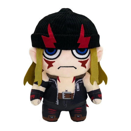 Street Fighter 6 Alex chibi plush featuring his signature black beanie, embroidered facial markings, and iconic fighter outfit