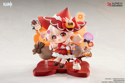 Genshin Impact You Ye Qi Xiang Series Chibi Chara Klee Figure in red witch outfit with broom, candy details, and themed display base