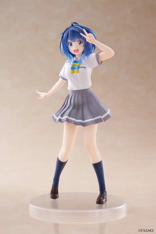 Too Many Losing Heroines Anna Yanami Coreful Figure with blue hair, school uniform outfit, peace sign pose, pleated skirt, and clear display base