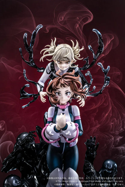 Ano-Bamen My Hero Academia Shojo no Ego 1/10 Scale Figure featuring Ochaco Uraraka and Himiko Toga posed dramatically over a black, fluid-like base.