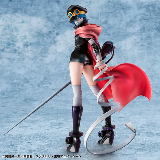 One Piece Portrait Of Pirates Elevated Boost Saint Gunko Figure with black outfit, red cape, goggles, and weapon