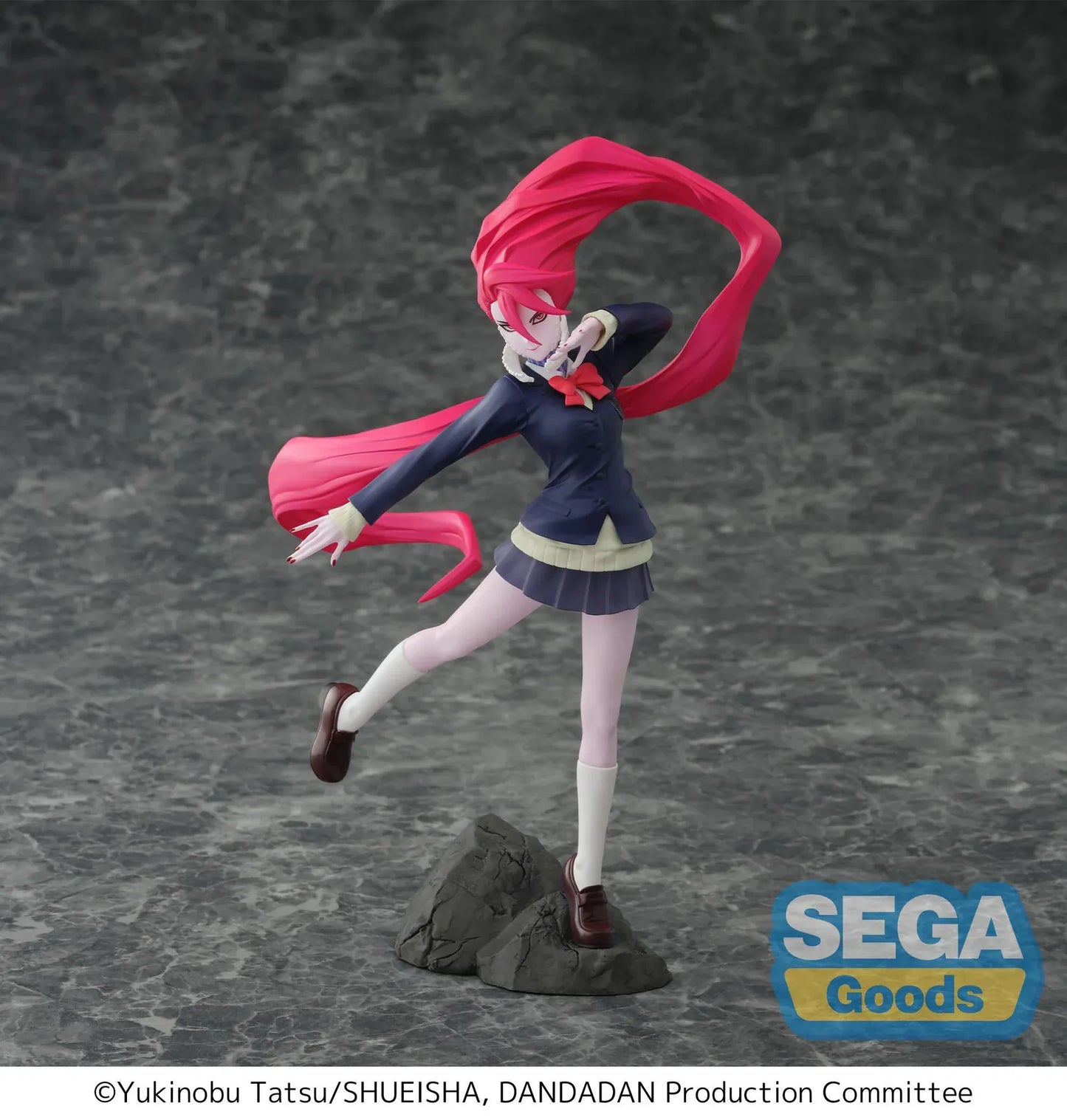 Dandadan Luminasta Aira Transformed Figure with flowing red hair in a dynamic action pose