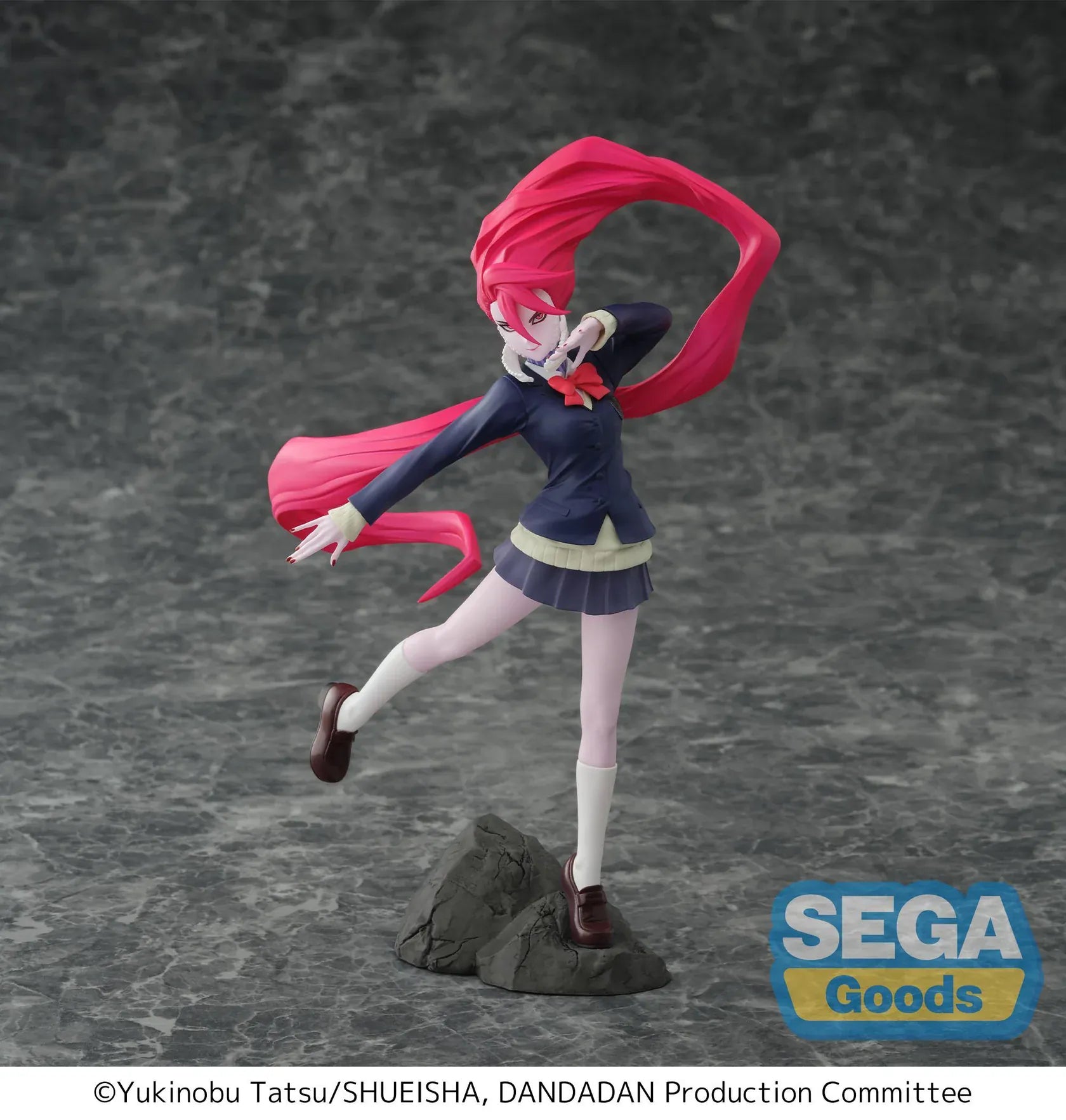 Dandadan Luminasta Aira Transformed Figure with flowing red hair in a dynamic action pose