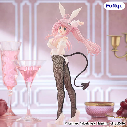 To Love-Ru Darkness BiCute Bunnies Lala Satalin Deviluke figure wearing a white bunny outfit with pink hair, bunny ears, fishnet tights, and a heart-tipped devil tail