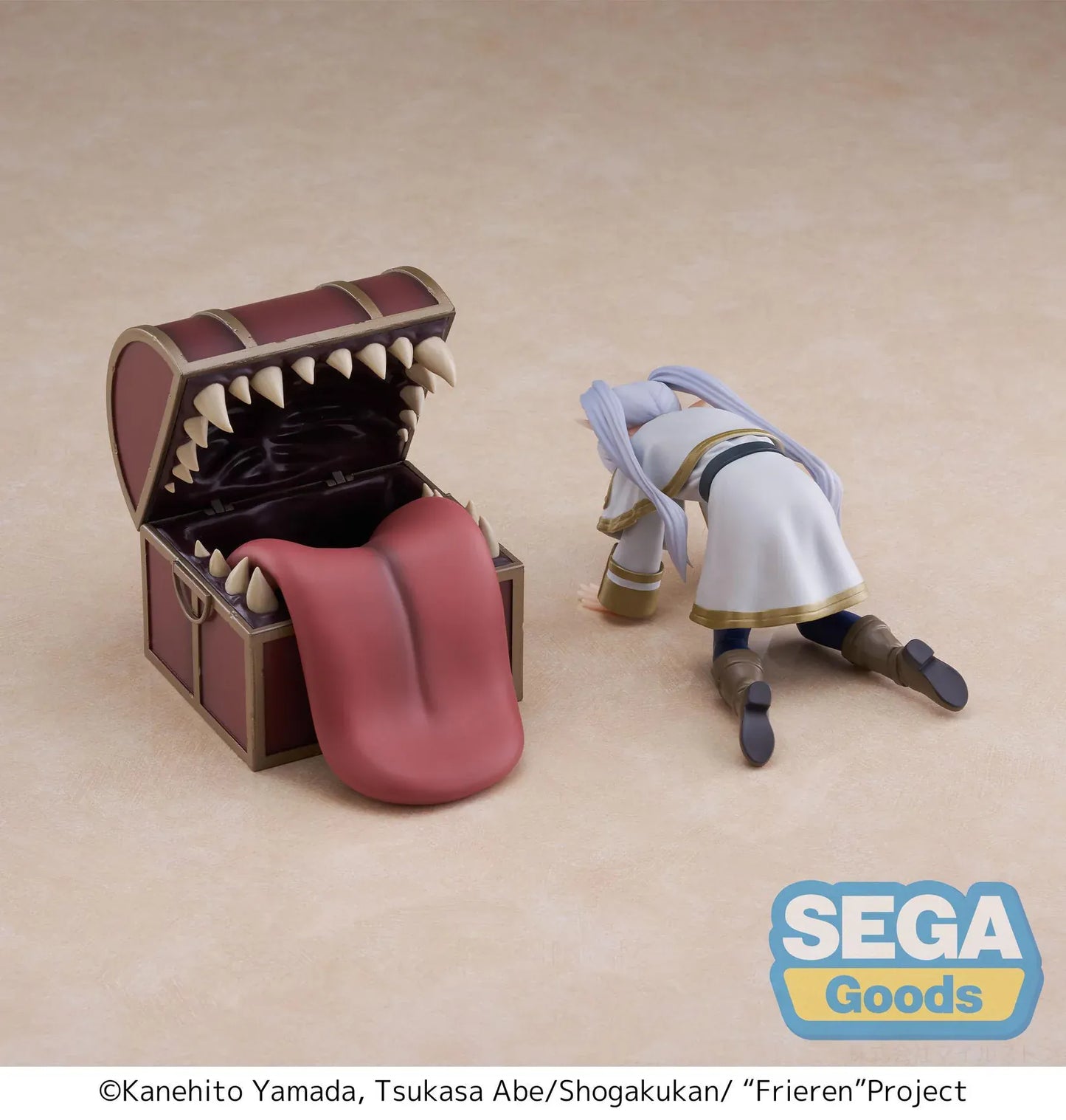 Frieren Luminasta figure stuck in mimic chest with tongue and detailed fantasy design