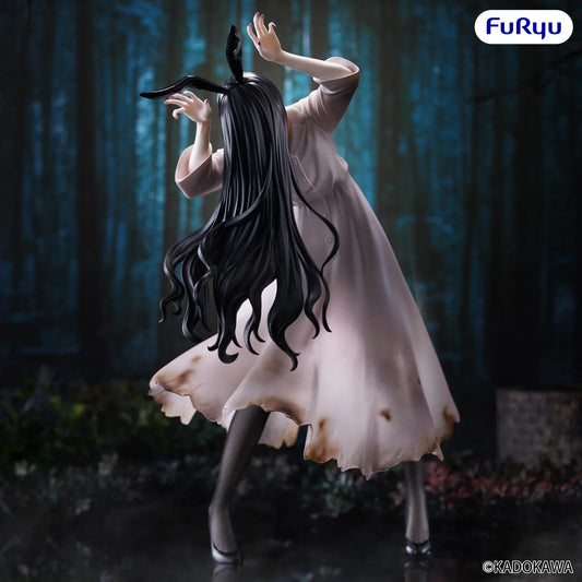 Sadako BiCute Bunnies figure with long black hair and bunny ears in eerie pose from The Ring