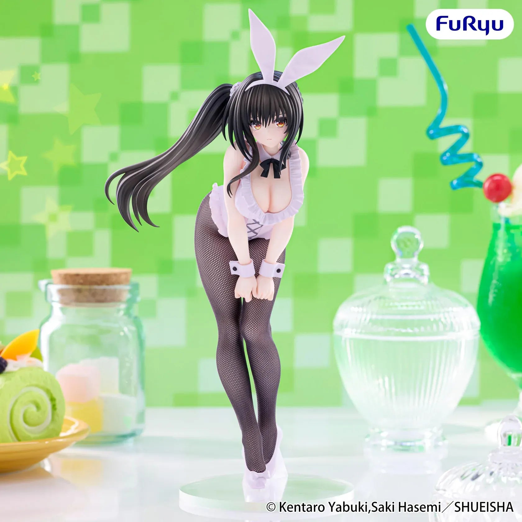 To Love-Ru Darkness BiCute Bunnies Yui Kotegawa Figure wearing a black and white bunny outfit with fishnet tights and white bunny ears