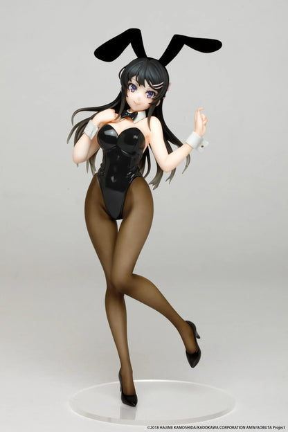 Rascal Does Not Dream of Bunny Girl Senpai Mai Sakurajima Bunny Ver. Coreful Figure Rerelease featuring Mai in a black bunny outfit with bunny ears, tights, heels, and display base.