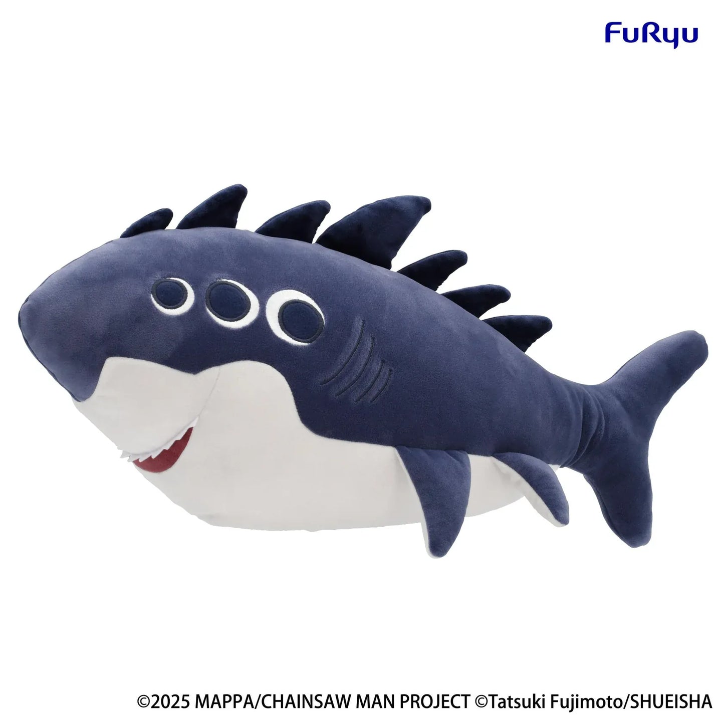 Chainsaw Man The Movie Reze Arc Beam Big Plush in shark form with navy body white belly and multiple eyes