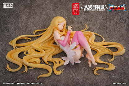 Star Guardian Soul of the Planet BeautyWorks Ling Xin 1/7 Scale Figure with long blonde hair, pink-and-white outfit, resting pose, and bonus item