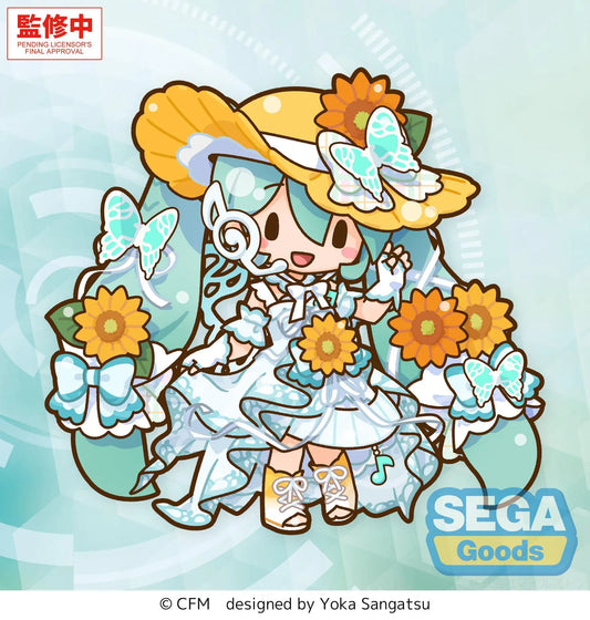 Fuwa Petit Hatsune Miku Magical Mirai 2026 large plush featuring sunflowers, butterflies, and a summer festival outfit
