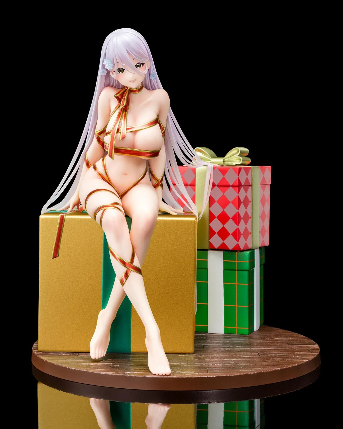 Mariya illustration by Masami Chie 1/6 scale figure sitting on stacked gift boxes wrapped in metallic ribbon on round base