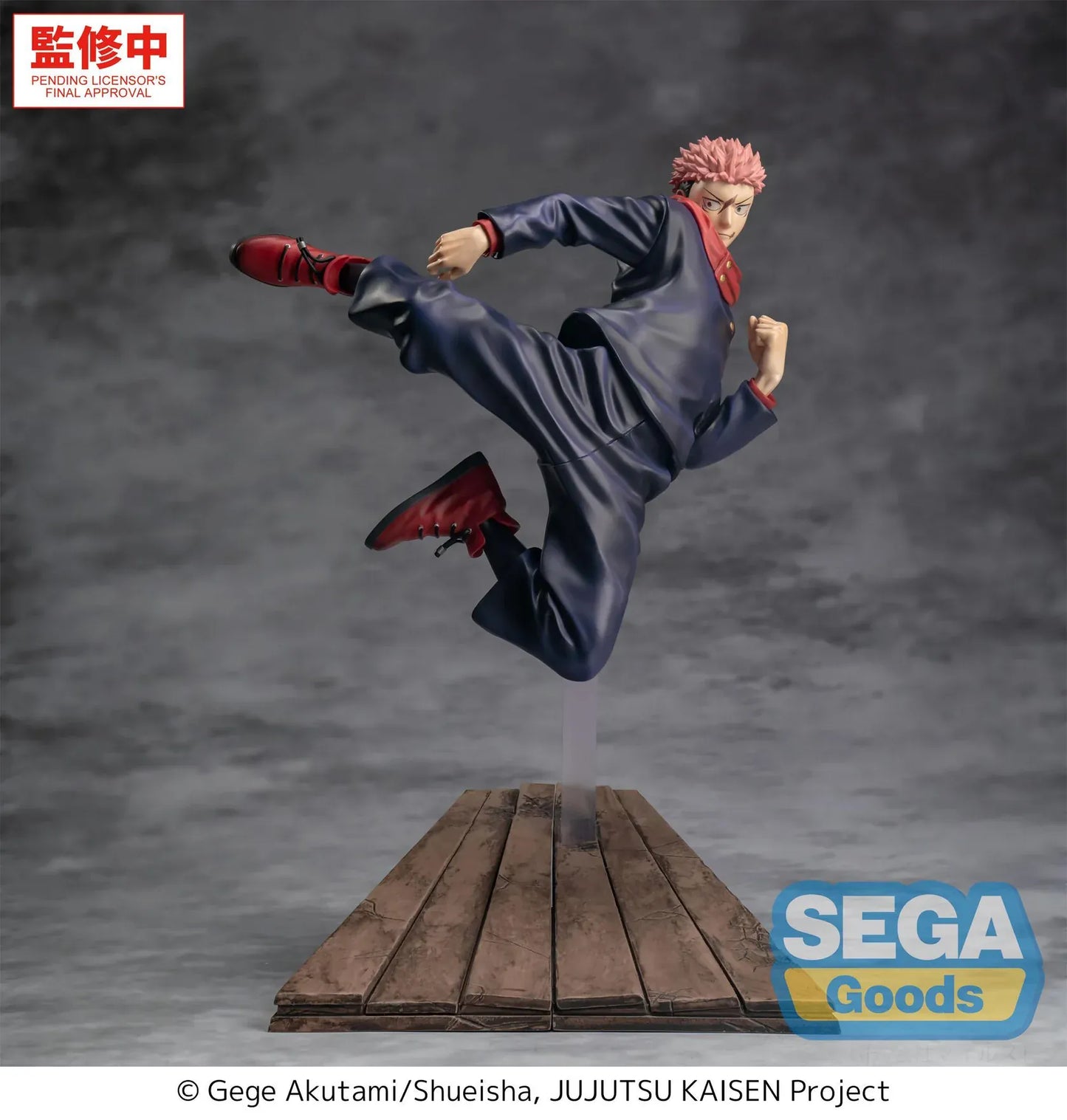 Jujutsu Kaisen Luminasta Yuji Itadori The Culling Games Figure in an airborne kick pose with wooden platform display base
