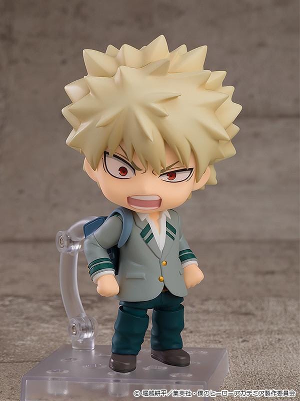 My Hero Academia Nendoroid Katsuki Bakugo U.A. School Uniform Ver. Figure Rerelease with blonde spiky hair, school uniform, backpack, and intense expression
