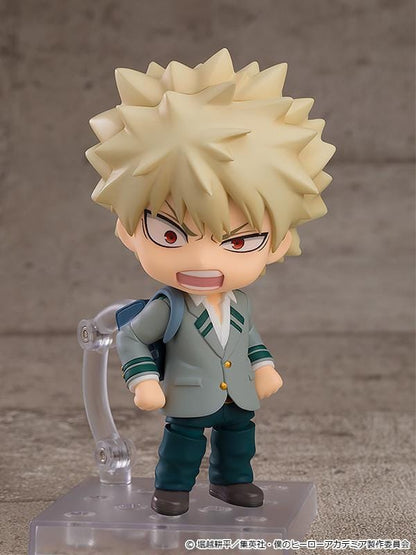 My Hero Academia Nendoroid Katsuki Bakugo U.A. School Uniform Ver. Figure Rerelease with blonde spiky hair, school uniform, backpack, and intense expression