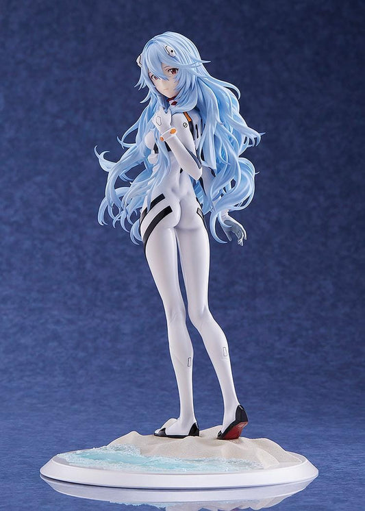 Rebuild of Evangelion Rei Ayanami Voyage End 1/7 scale figure standing on shoreline base with long flowing blue hair