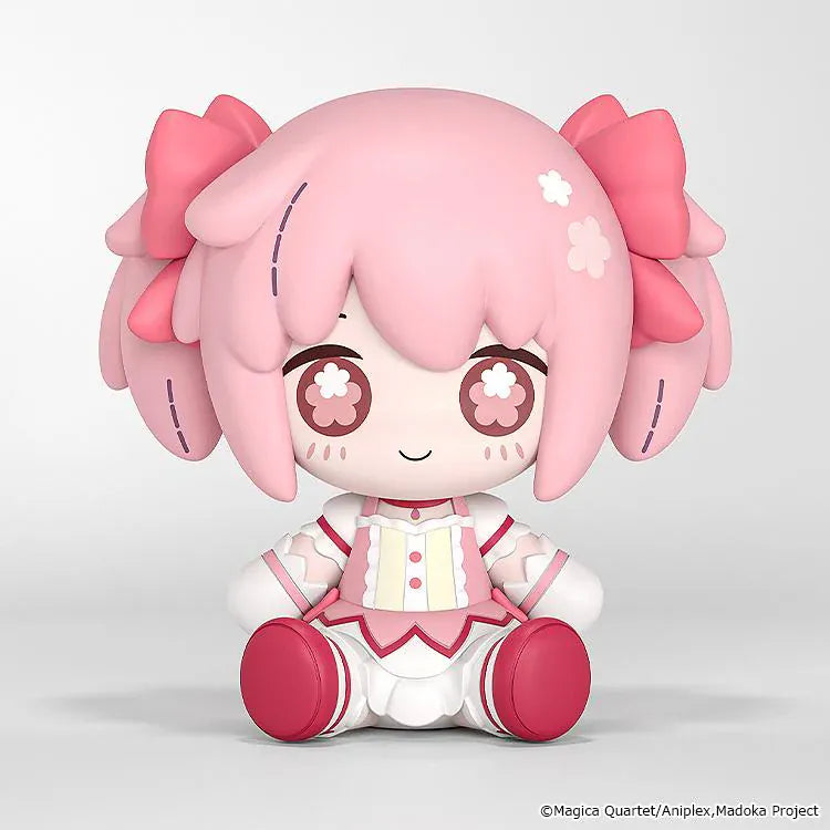 Puella Magi Madoka Magica Huggy Good Smile Madoka Kaname Figure with pink hair, bow details, and cute seated pose