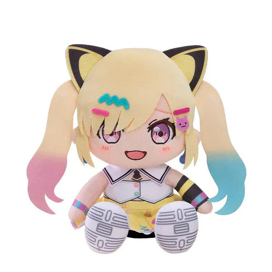 BanG Dream! Mugendai Mewtype Arale Nakamachi plushie rerelease with blonde twin-tails, cat ears, pink embroidered eyes, and colorful outfit