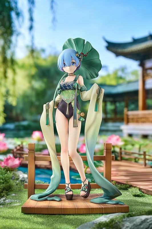 Rem Breather in the Garden 1/7 Scale Figure Re Zero anime figure with parasol and green outfit on wooden base