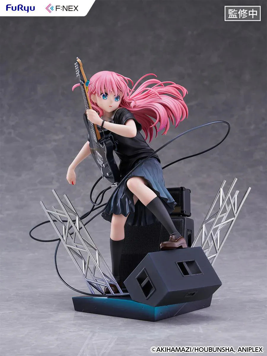 Bocchi the Rock F:Nex Hitori Gotoh Live Ver. 1/7 Scale Figure with pink hair, guitar, stage speakers, amplifier, and concert display base