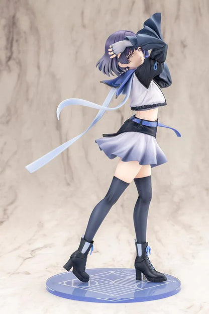 The Idolmaster Gakuen Misuzu Hataya Moon Turtle 1/7 Scale Figure with purple hair, blue-and-black outfit, flowing ribbon, and display base