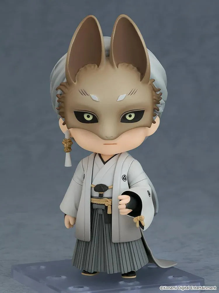 SILENT HILL f Nendoroid Fox Mask figure wearing a detailed fox mask, gray robes, pleated hakama, and a flowing tail.