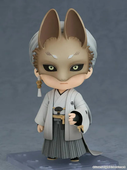 SILENT HILL f Nendoroid Fox Mask figure wearing a detailed fox mask, gray robes, pleated hakama, and a flowing tail.