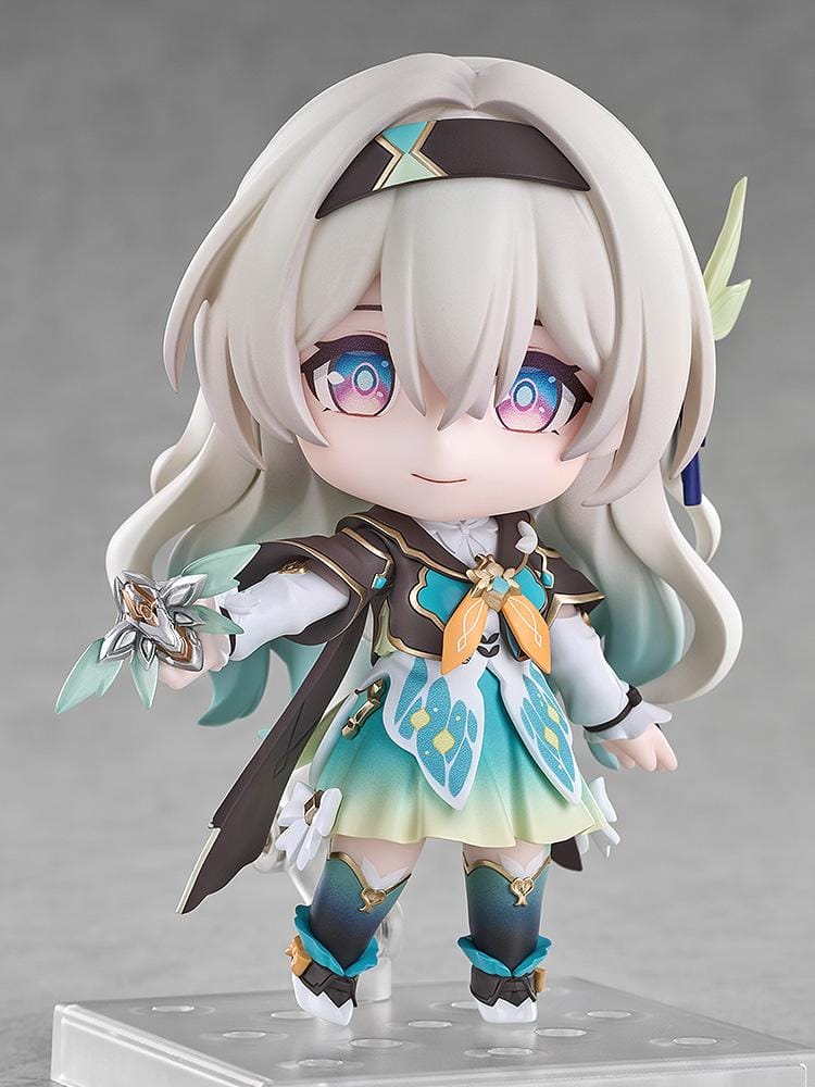 Honkai Star Rail Nendoroid Firefly Figure with teal white and gold outfit flowing hair and character accessory