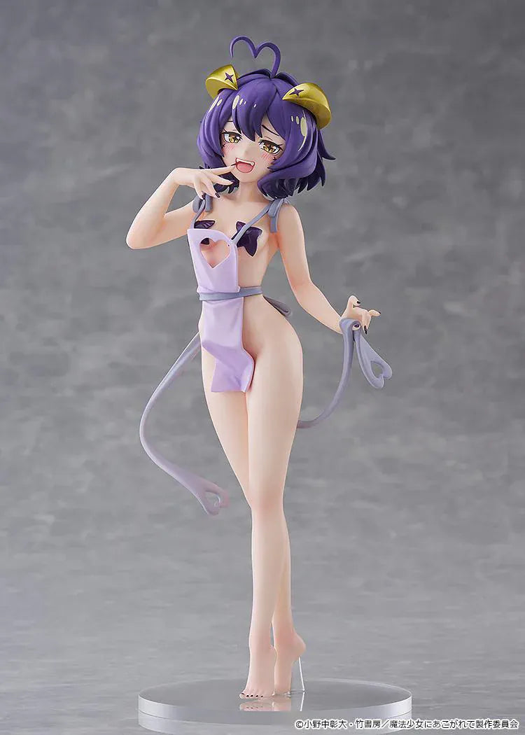 Gushing over Magical Girls POP UP PARADE L Magia Baiser Naked Apron Ver. featuring Magia Baiser with purple hair, horn details, apron-style outfit, and mischievous pose.
