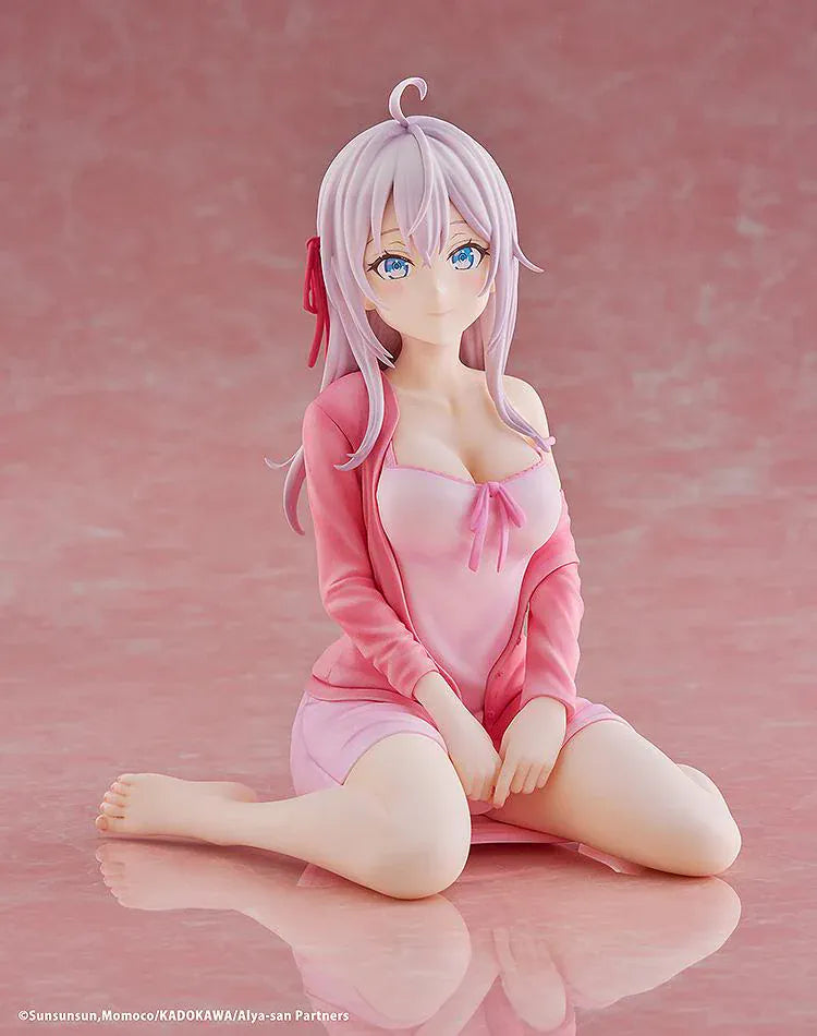 Alya Sometimes Hides Her Feelings in Russian Alisa Mikhailovna Kujou 1/6 Scale Figure in pink outfit with silver hair and seated pose