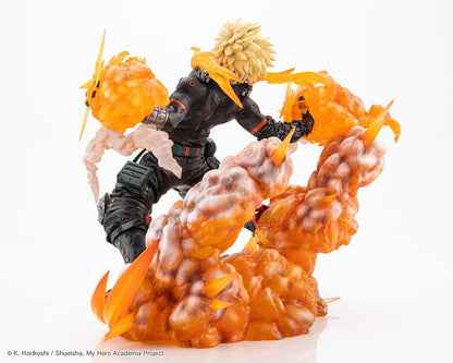 My Hero Academia ArtFX J Katsuki Bakugo Final Season Ver. 1/8 Scale Figure with explosive orange battle effects and hero costume