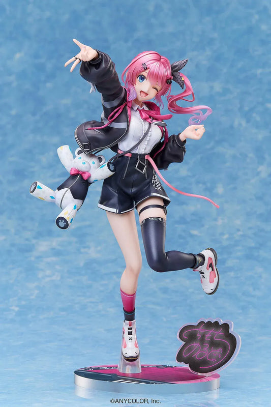 Nijisanji Kuramochi Meruto 1/7 Scale Figure with pink twin tails streetwear outfit and plush accessory