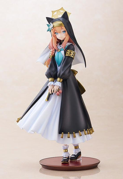 Blue Archive Mari 1/7 scale figure rerelease wearing a black-and-white nun-inspired dress with gold accents and peach-colored hair