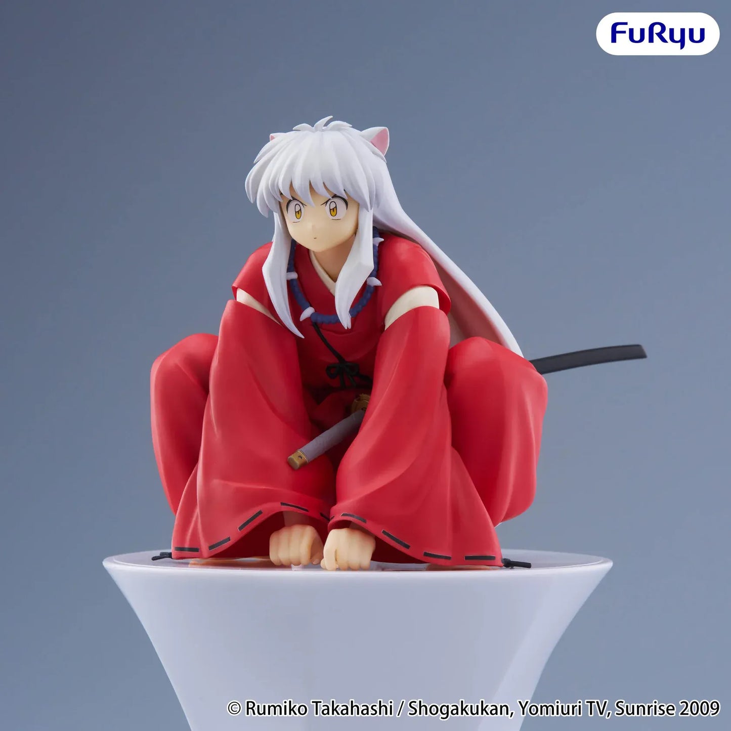InuYasha Inuyasha Vol. 2 Noodle Stopper Figure featuring Inuyasha in his red robe with silver hair and dog ears seated on a display bowl.