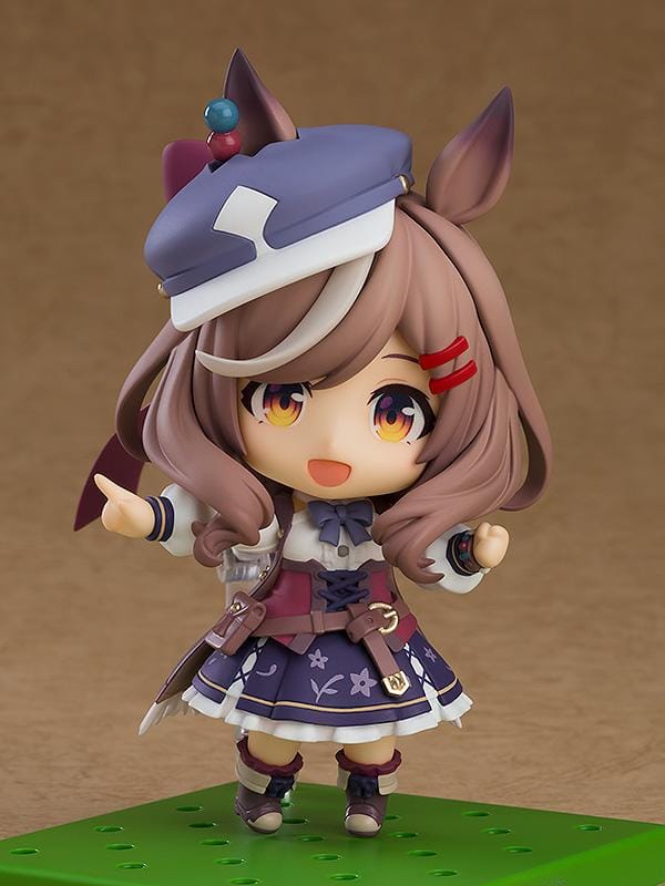 Umamusume Pretty Derby Nendoroid Matikanetannhauser Figure Rerelease featuring Matikanetannhauser with horse ears, brown hair, signature hat, race-inspired outfit, and cheerful pointing pose.