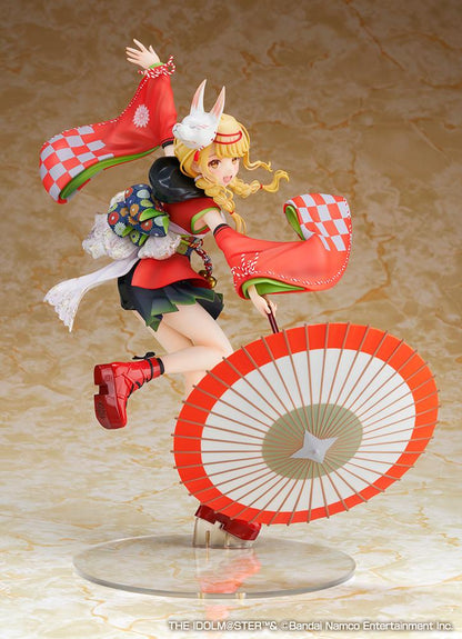Gakuen iDOLM@STER Kotone Fujita Kamurogiku Ver. 1/7 scale figure wearing a red traditional outfit with a fox mask and wagasa umbrella.