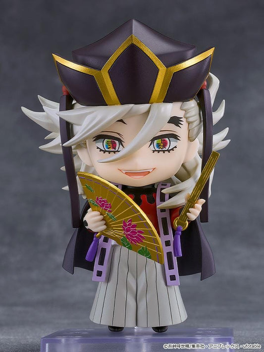 Demon Slayer Kimetsu no Yaiba Nendoroid Doma Figure with golden fans ornate headpiece and rainbow eyes