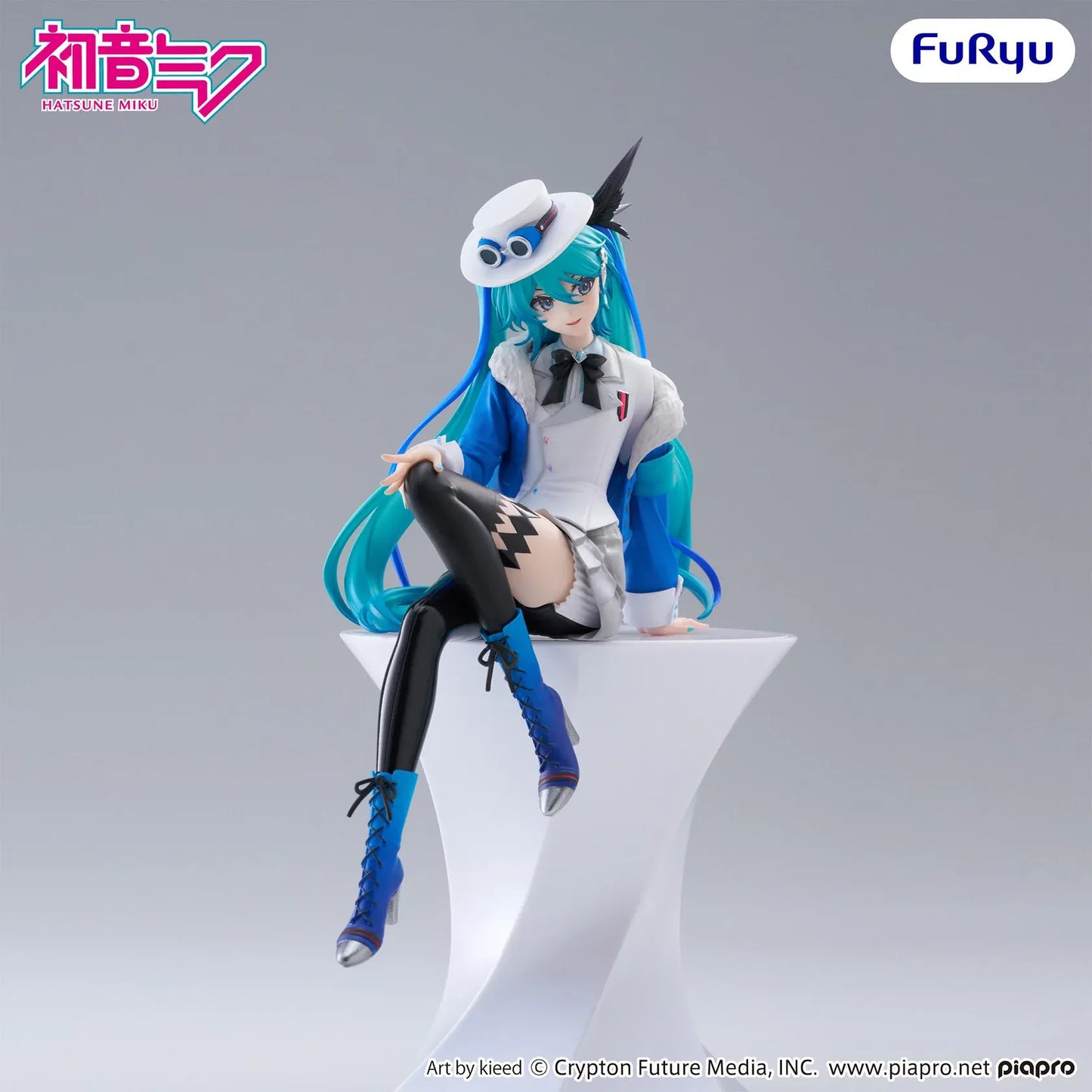 Vocaloid Hatsune Miku MIKU WITH YOU 2025 Version Noodle Stopper Figure in a blue and white outfit