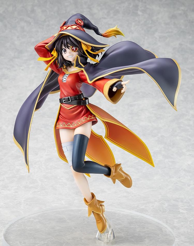 Haruhi Suzumiya KONOSUBA Megumin Collaboration Ver. 1/7 Scale Figure in red mage outfit with witch hat and flowing cape